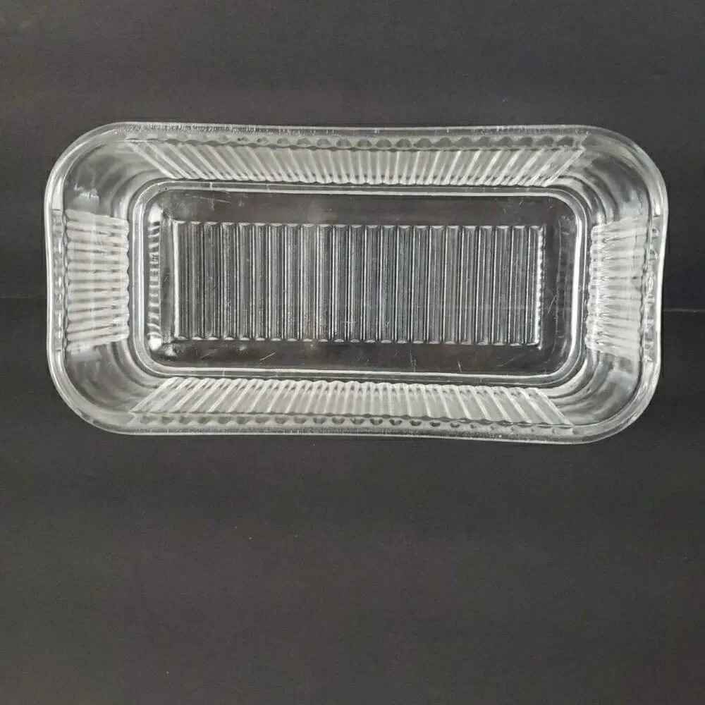 Federal Glass Refrigerator Food Storage Dish Ribbed Vegetable Embossed VTG- Flaw